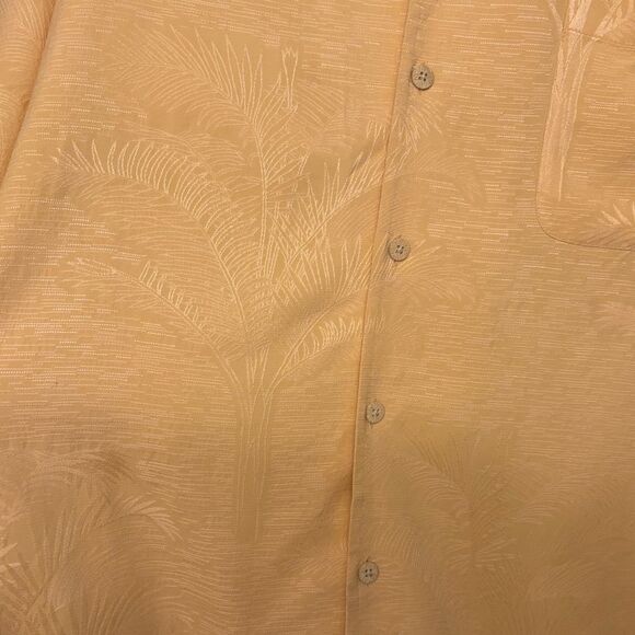 Tommy Baham Size XXL Mens 100% Silk Camp Shirt Peach Textured Floral Tropical - Picture 6 of 6